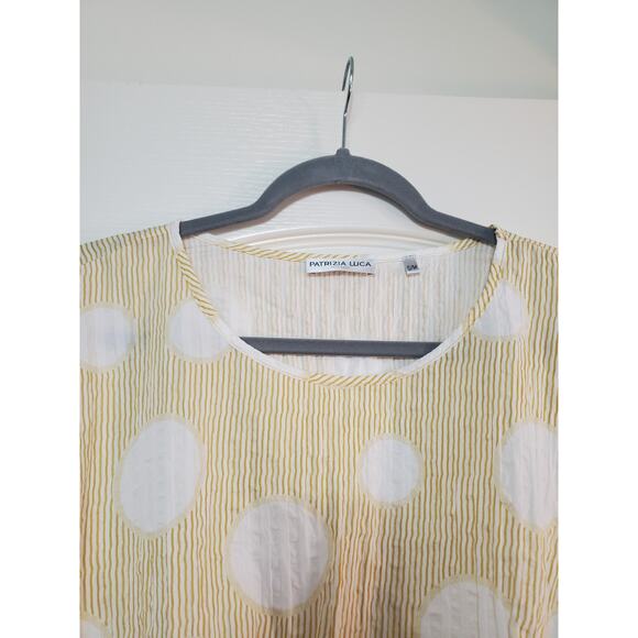 Patrizia Luca Yellow Dot Striped Oversized Cocoon Shirt Top, Women's Size S/M - Picture 3 of 11